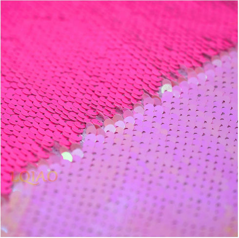 2021 Shimmer Mermaid Neon Pink Iridescent Sequin Fabric Reversible Elegant Fabric Flip Up Sequin Fabric by The Half Yard for DIY...