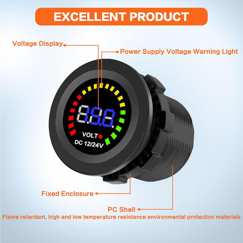 IZTOSS 12 V-24 V Universal LED Display Digital Voltmeter Measure Voltage 7-28 V with Low Voltage Alarm Car Motorcycle Auto Truck...