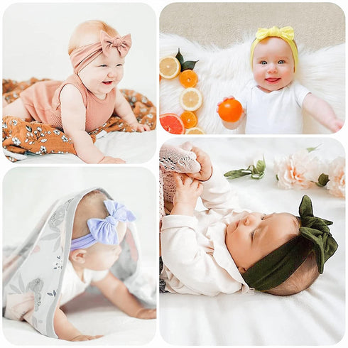 Jesries 22 PCS Baby Headbands Soft Nylon Hairbands with Bows Girls Hair Accessories for Newborn Infant Toddler Kids Handmade...