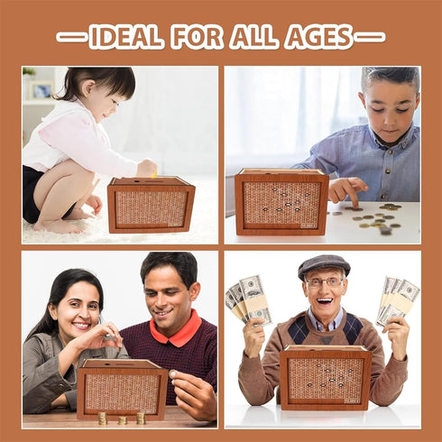 10000 Dollar Cash Target & Numbers Wooden Money Savings Box - Perfect Cash Saver & Best Gift for Friends (Dark Brown)...