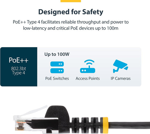 StarTech.com 1.5 m CAT6 Cable - Slim CAT6 Patch Cord - Black - Snagless RJ45 Connectors - Gigabit Ethernet Cable - 28 AWG (N6PAT150CMBKS)...