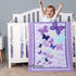 Brandream Purple Fitted Crib Sheets for Girl Enchanting Butterfly Baby Toddler Sheets Cotton Crib Sheet for Standard Crib and Toddler Mattresses...