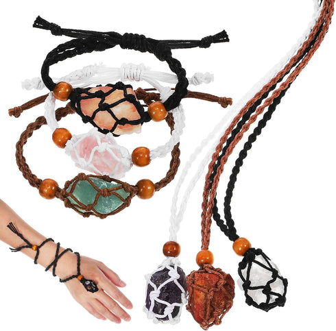 KESYOO 6PCS Stone Holder Necklace Crystal Necklace Holder Necklace Bracelet Woven Bracelet Braided Necklace DIY Jewelry Making Supplies...