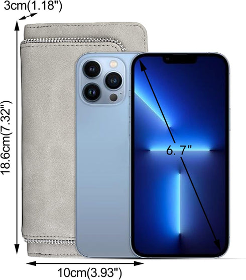 UTO Women PU Leather Wallet RFID Blocking Large Capacity 15 Card Slots Smartphone Holder Snap Closure...