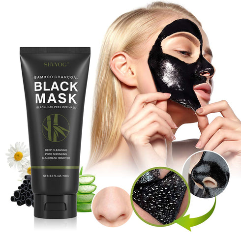 SHVYOG Blackhead Peel Off Face Mask, 3-in-1 Blackhead Remover Mask with Brush & Tea Tree Oil Serum, Charcoal Mask for Deep Cleansing Dirts, Pores,...