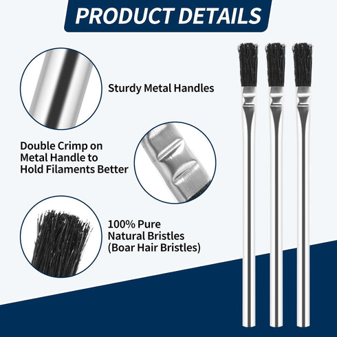 TIYIY Acid Brush, 36 Count 3/8 Inch Acid Flux Brushes with Tin-Plated Handle and Natural Bristle, Disposable Acid Brush for Soldering, Woodworking...