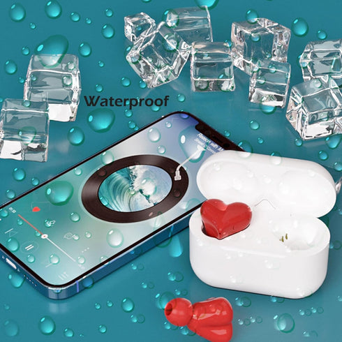 Dpofirs Wireless Earbuds, Heart Shaped Stylish Lightweight Noise Canceling Stereo in Ear Bluetooth Earphones, Includes Charging Case and 6 Ear Tip...