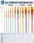 Nicpro 12pcs Artist Paint Brush Set, Pastel Painting Brushes Kit with Flat, Round, Filbert, Angle and Detail Paintbrushes, Nylon Bristles Paint Br...