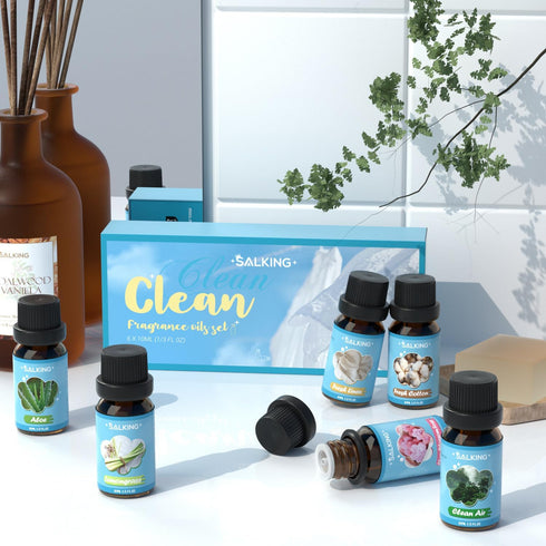 SALKING Clean Fragrance Oils, Premium Essential Oil for Diffuser, Scented Oil Gift Set for Soap Candle Making - Lemongrass, Fresh Cotton, Fresh Li...