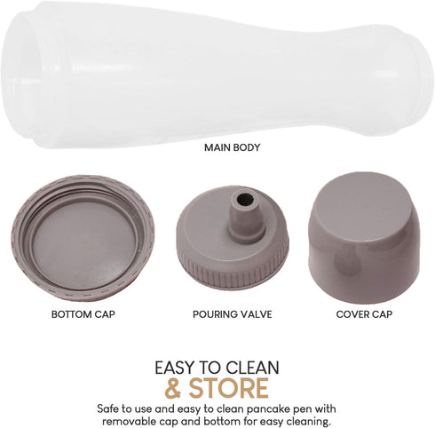 Pancake Batter Dispenser Pen, Easy Squeeze Bottle Baking Drip Proof Silicone Nozzle and Measurement Marker Plastic Condiment Bottles Pancakes, Waf...