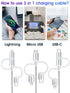 [Apple MFi Certified 3 in 1 Charging Cable, CarPlay Cable, USB A to Lightning/Type-C/Micro, Multi Charger Cable, Compatible with iPhone,iPad,Samsu...