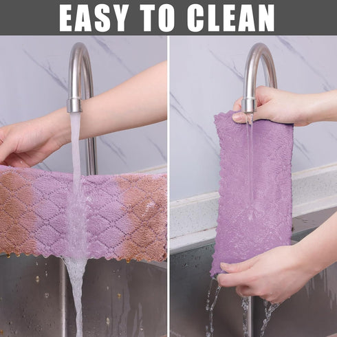 Homaxy 12 Pack Kitchen Dish Cloths (10 x 10 Inches, Purple), Super Soft and Absorbent Coral Velvet Dish Towels, Nonstick Oil Fast Drying Microfibe...