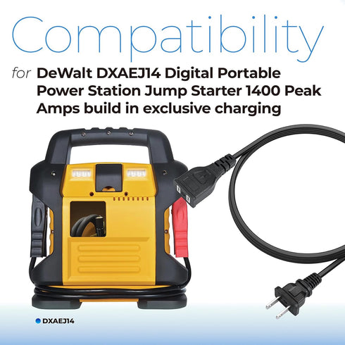 ANTOBLE Jump Starter Power Cord Compatible with DeWalt DXAEJ14 1400 Peak Amp Car Battery Charger Jump Starter DXAEPS2 Professional Power Station A...