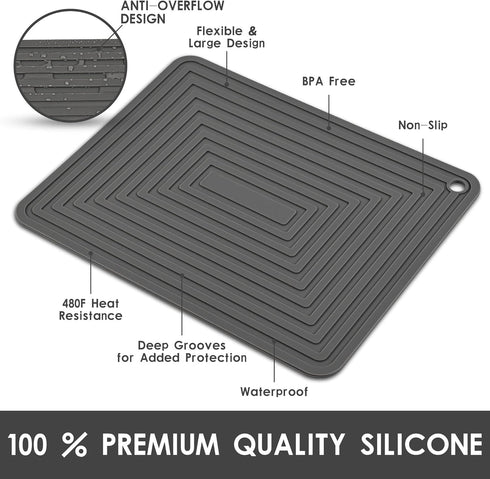 Trivets for Hot Dishes, Silicone Trivet Hot Pads for Kitchen, Trivets for Hot Pots and Pans, Big Silicone Pot Holders Mat, Trivets for Quartz Coun...