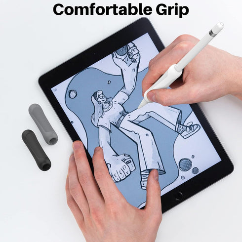 NIUTRENDZ 3 Pack Silicone Grip for Apple Pencil 1st Generation Accessories Ergonomic Design Sleeve Protective Case Cover Holder with Cable Adapter...