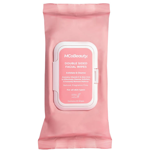 MCoBeauty Everyday Face Wipes 25 Pack, Double Sided for Smooth and Textured Side, Travel-Friendly with Vitamin C, Aloe Vera and Vitamin E, Vegan, ...