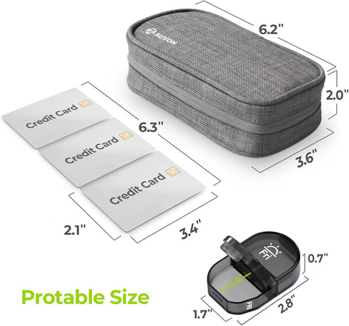 AUVON Canvas Bag Travel Pill Organizer 2 Times a Day, Large AM/PM Weekly Pill Box 7 Day Pill Case with Portable Gray Zipper Cloth Bag for Holding ...