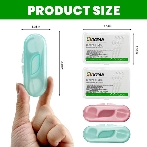 AOCEAN Dental Floss Picks - Travel Floss with Toothpicks - Professional Threader Flossers with 2 Boxes & 2 Cases - Ideal for Family Hotel and High...