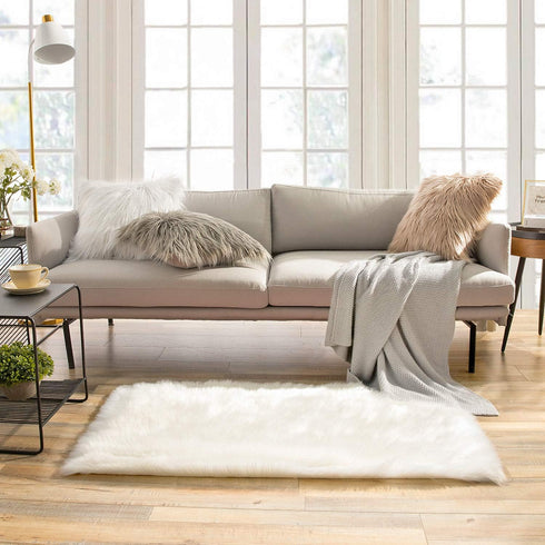 Ashler Faux Fur Rug - Fluffy Shaggy Area Rug, Ultra Soft 2.2 x 4 Feet Rectangle, White Fuzzy Machine Washable Shag, Nursery Decor Throw for Bedroo...