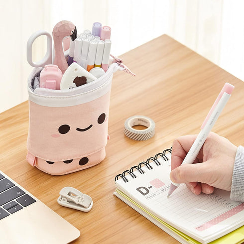 ANGOOBABY Standing Pencil Case Cute Telescopic Pen Holder Kawaii Stationery Pouch Makeup Cosmetics Bag for School Students Office Women Teens Girl...