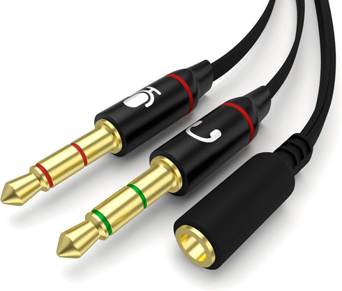 Headphones Y Cable Splitter Adapter 3.5mm Female to 2 Male Premium Gold-Plated Corrosion-Resistant Audio Mic Y Cable for Headset Connecting to PC...
