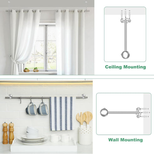 10 Inch Ceiling Curtain Rod Brackets, Heavy Duty Ceiling Curtain Rod Holder for 1 Inch Drape Poles, 2 Pack, Silver...