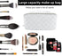 Travel Makeup Bag,Large Capacity Cosmetic Bags for Women,Waterproof Portable Pouch Open Flat Toiletry Bag Make up Organizer with Divider (White)...