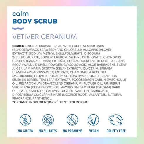 Seaweed Bath Co. Calm Body Scrub, Vetiver Geranium Scent, 6 Ounce, Sustainably Harvested Seaweed, Sea Kelp, Glycolic Acid...