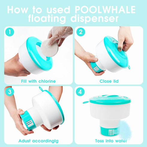 POOLWHALE Pool & Spa Floating Dispenser Collapsible Floater...