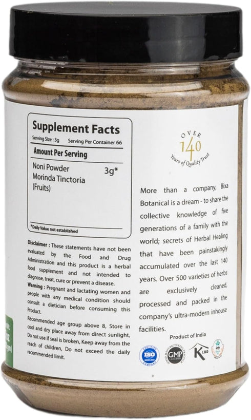 bixa BOTANICAL Noni Powder (Morinda Citrifolia) 7 Oz / 200g | Vitamin C Supplement | Ayurvedic Herbal Supplement Helps | Anti-Oxidant energising A...
