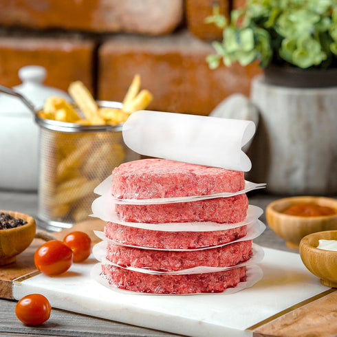 GWHOLE 500pcs Wax Paper Non-Stick Hamburger Patty Paper Food Grade BBQ Grill Waxed Stencil Sheet Restaurant-Grade Round Wax Paper, 4.3 inch...
