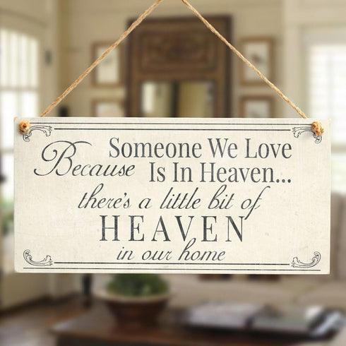 Meijiafei Because Someone We Love is in Heaven… There’s A Little Bit of Heaven in Our Home - Bereavement/Sympathy Rememberence Gift Sign 10"x5"...