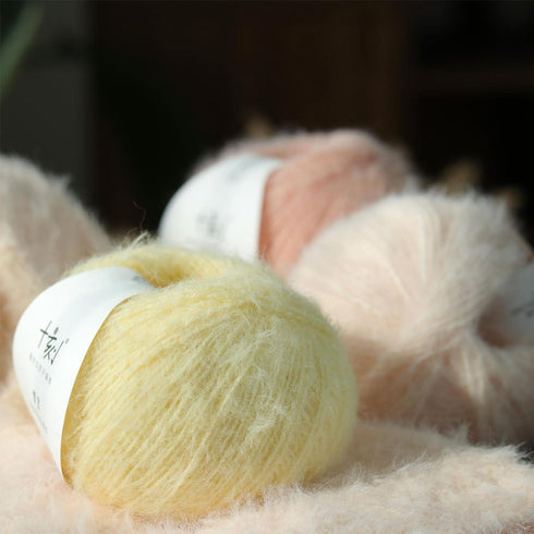 Snowbaby Wool Acrylic Blend Long Pile Yarn,(Worsted) Warm and Luxurious Fuzzy Yarn for Knitting and Crocheting DIY Hats Scarves Sweaters, 2 * 3.52...