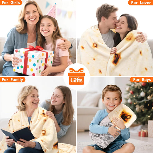 CASOFU Burritos Tortilla Throw Blanket, White Elephant Gift for Adults Teens Kid Men Women, 285 GSM Soft Flannel Realistic Taco Food Blanket Funny...