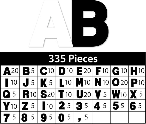ArtSkills Poster Letters 2.5” Paper Letters for Poster Board Projects, Classroom Bulletin Boards, Sign Making Supplies, Black & White, 335 Pieces...