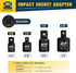 4 Piece Impact Socket Adapter Set, 1/4" 3/8" 1/2" SAE Drive Socket Adapter Set, Square Adapter and Reducer Conversion Set for Impact Driver Wrench...