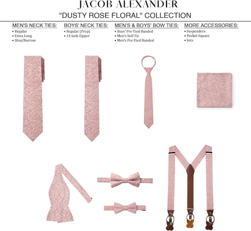 Jacob Alexander Men's Slim Width 2.75" Floral Neck Tie...