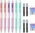 WRITECH Up Mechanical Pencil Set: 6ct Pastel Mechanical Pencils 0.7mm with 4 Tubes of HB Lead Refills and 2 Extra Erasers for Writing Drawing Sket...