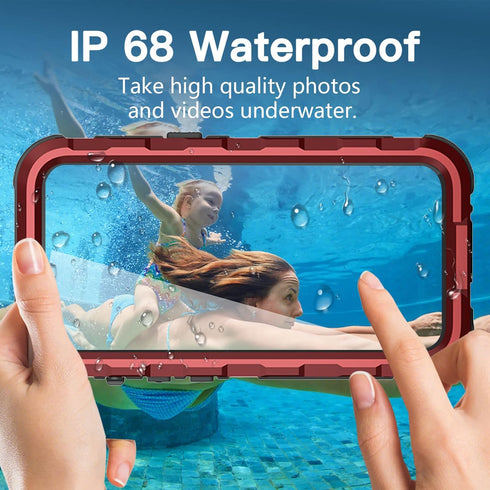 AICase for iPhone 13 Case Waterproof Metal Underwater Phone Case with Built-in Screen Protector, Full Body Protective Military Grade Shockproof He...