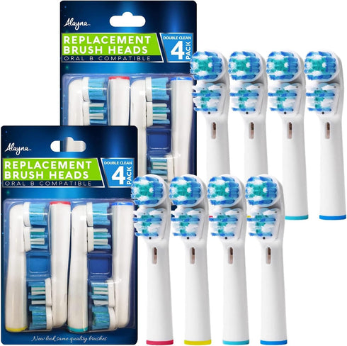 Replacement Brush Heads Compatible with OralB Braun- Best Double Clean, Pack of 8 Electric Toothbrush Replacement Heads- for Oral B Pro, 1000, 800...