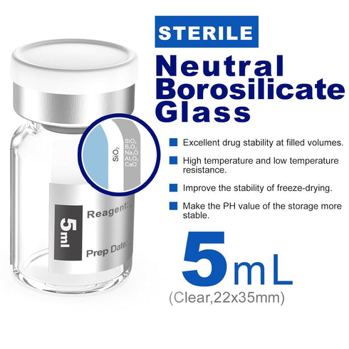 Empty Sterile Vial Sealed with Butyl Rubber Stopper and Flip Top Closure,Type 1 Borosilicate Glass Tubing,Individually Packed (10mL 8Pcs (Amber))...