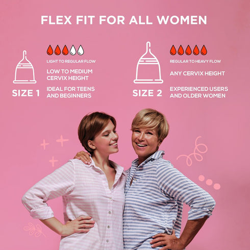 Athena Menstrual Cups 2 Pack - Large and Small Set - The Original Softer Reusable Period Cups for Women – for Light to Heavy Flow – No Shift Menst...