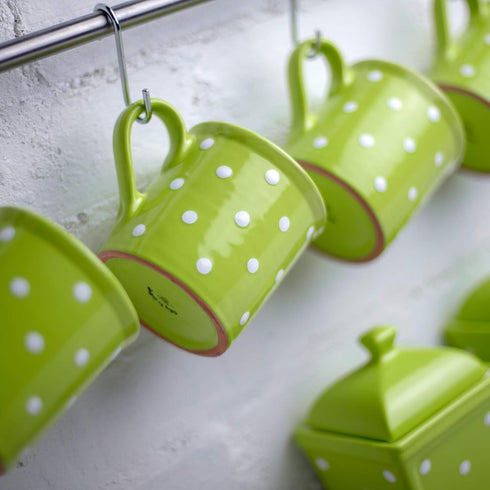 City to Cottage Handmade Lime Green and White Polka Dot Ceramic Extra Large 17.5oz/500ml | Hot Chocolate, Coffee, Tea Mug, Cup with Handle Unique ...