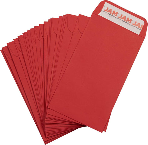 JAM PAPER #5.5 Coin Business Envelopes with Peel and Seal Closure - 3 1/8 x 5 1/2 - Red - 25/Pack...