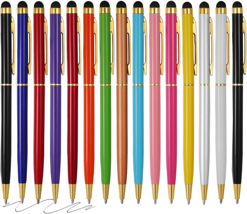 15 Pack Stylus Pens for Touch Screens Stylus Pen Compatible with Phone Tablets Kindle and Black Ink Ballpoint Pens-2 in 1 stylists pens for touch ...