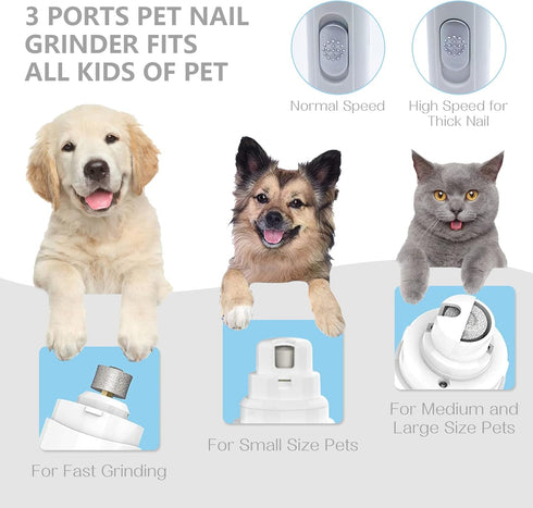 Dog Nail Grinder, Upgraded Pet Cat Dog Nail Trimmers Clippers Kit, 2 Speed Rechargeable Electric Pet Nail Grinder Quiet Low Noise Grooming & Smoot...
