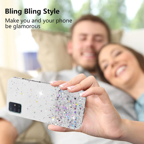 Compatible with Samsung A71 5g Case Clear Glitter Silicone, Phone Samsung Galaxy A71 5g Case Glitter Sparkle Pink Shockproof Thin Cover (Clear)...