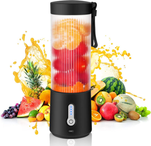 Portable Personal Blender, 15.2Oz USB Rechargeable Portable Blender with 6 Blades, BPA-Free Portable Blender for Shakes and Smoothies, Travel Blen...