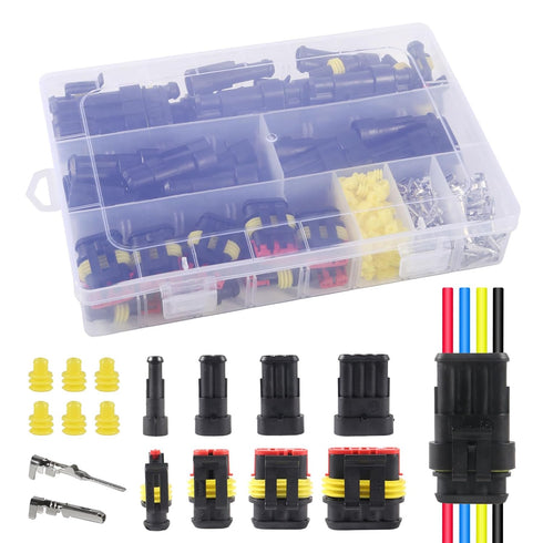 352Pcs Waterproof Connector Car Electrical Connector Terminals Quick Disconnect Wire Connector Plug Kit, 1/2/3/4 Pin Connectors Male and Female fo...