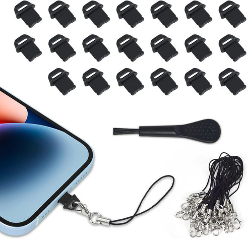 20 Pcs iPhone Port Charger Cover, Lightning Dust Plugs for iPhone 14 Pro Max/13/12/11/XS/XR/8/7/iPad/AirPods Pro, Charging Port Protectors with Cl...